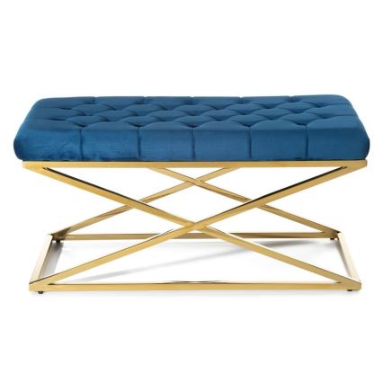 Banco acolchoado SALIBA 50x97 cm dourado/azul