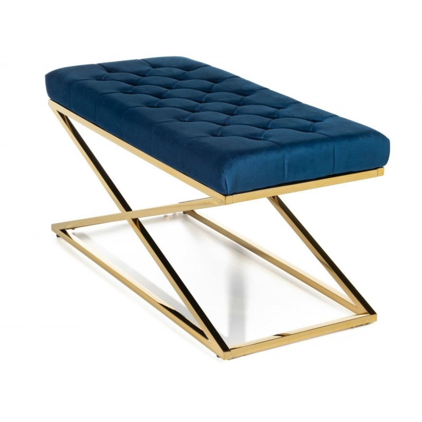 Banco acolchoado SALIBA 50x97 cm dourado/azul