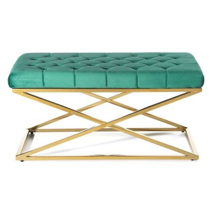 Banco acolchoado SALIBA 50x97 cm dourado/verde