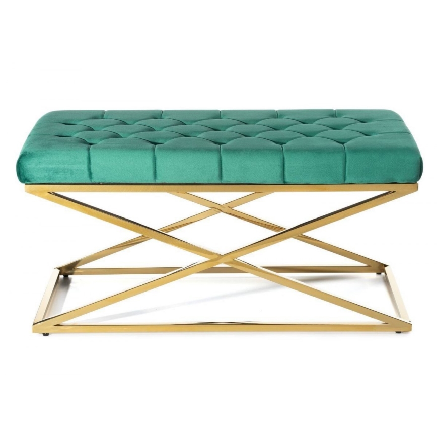 Banco acolchoado SALIBA 50x97 cm dourado/verde