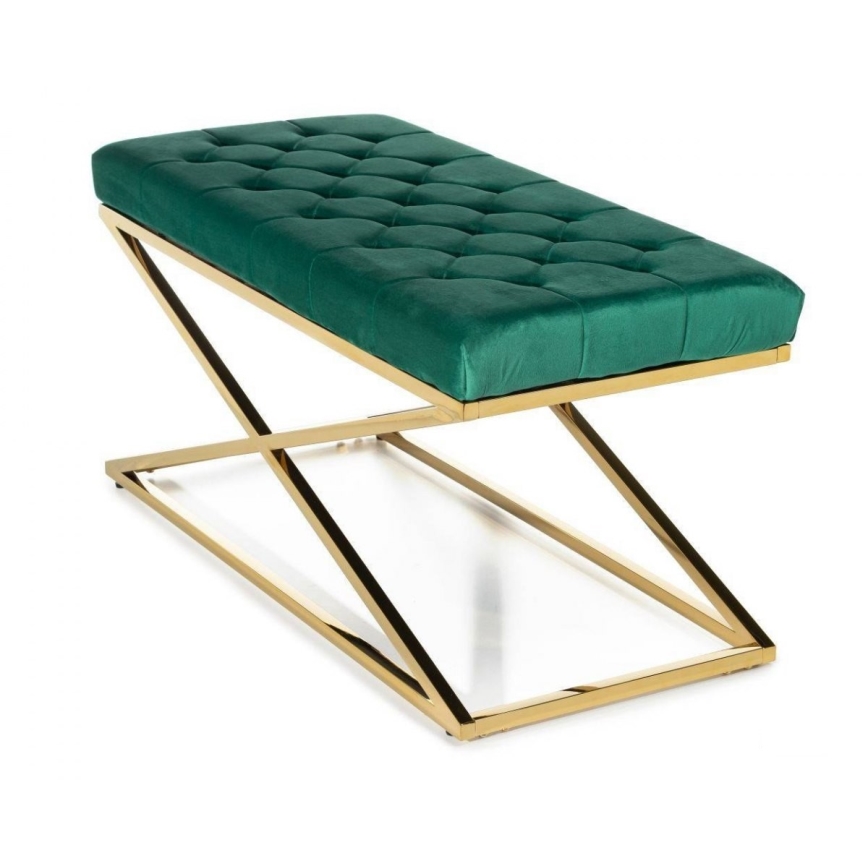 Banco acolchoado SALIBA 50x97 cm dourado/verde