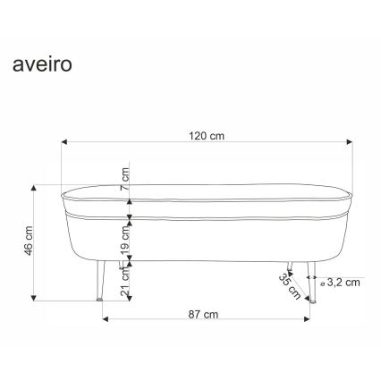 Banco com espaço de armazenamento AVEIRO 46x120 cm branco