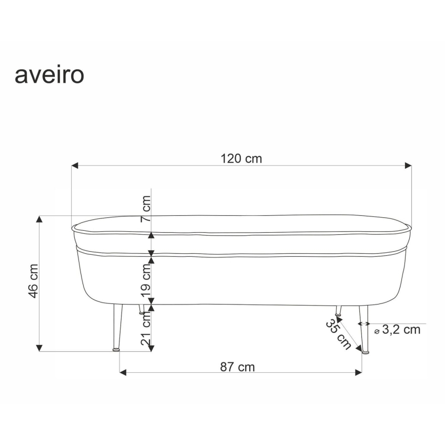 Banco com espaço de armazenamento AVEIRO 46x120 cm branco
