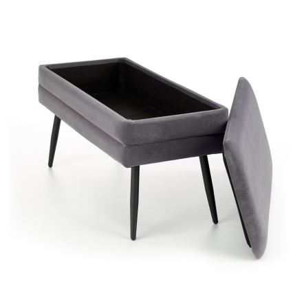 Banco com espaço de armazenamento VELVA 37x78 cm cinzento