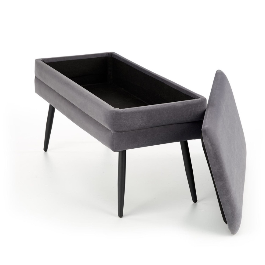 Banco com espaço de armazenamento VELVA 37x78 cm cinzento