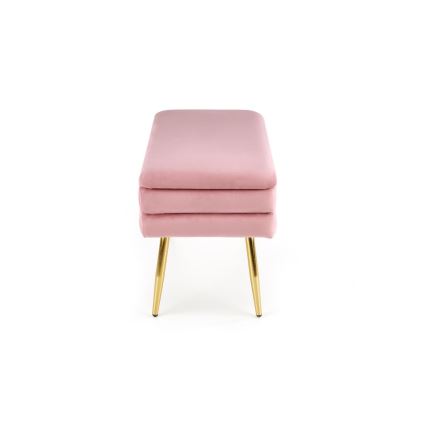 Banco com espaço de armazenamento VELVA 37x78 cm rosa/dourado