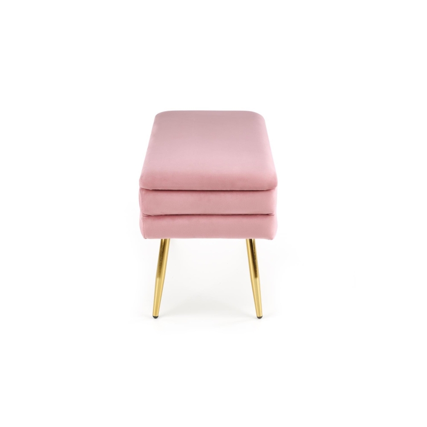 Banco com espaço de armazenamento VELVA 37x78 cm rosa/dourado