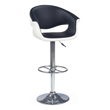 Banco de bar 115x60 cm branco/preto/cromado brilhante