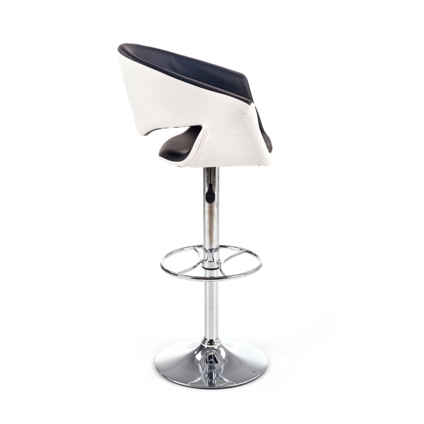 Banco de bar 115x60 cm branco/preto/cromado brilhante