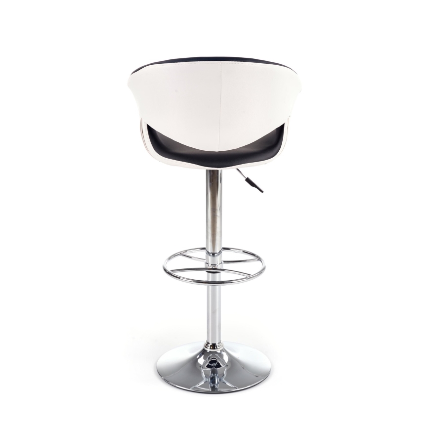 Banco de bar 115x60 cm branco/preto/cromado brilhante