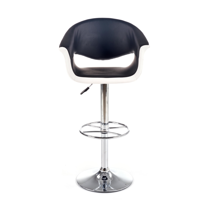 Banco de bar 115x60 cm branco/preto/cromado brilhante