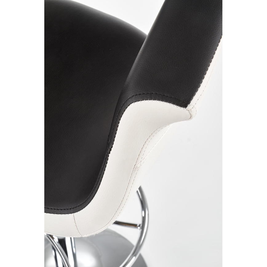 Banco de bar 115x60 cm branco/preto/cromado brilhante