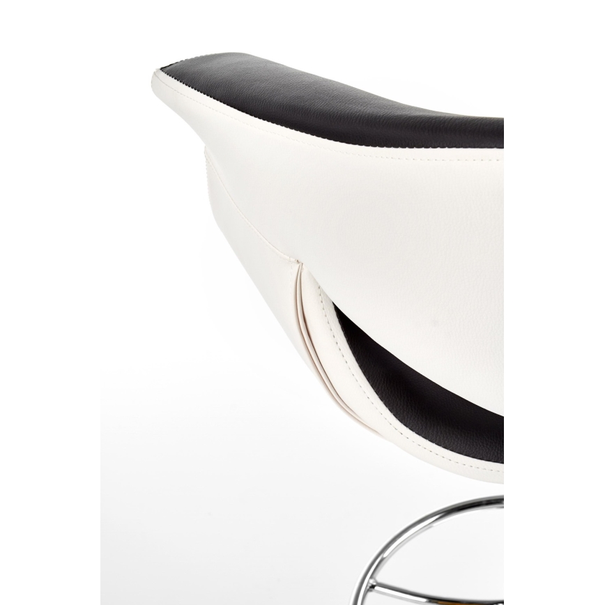 Banco de bar 115x60 cm branco/preto/cromado brilhante