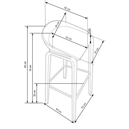 Banco de bar 81x51 cm bege/branco