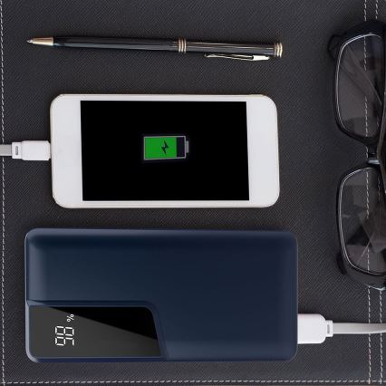 Banco de potência com visor 10000mAh/3,7V AZUL