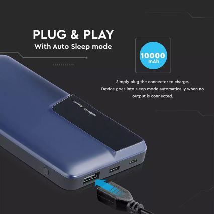Banco de potência com visor 10000mAh/3,7V AZUL