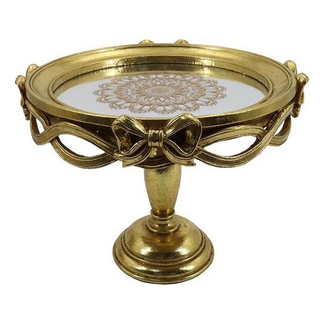 Bandeja decorativa diâmetro 25,5 cm dourado