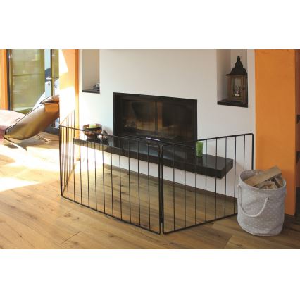 Barreira de segurança para lareira 74x280 cm preto