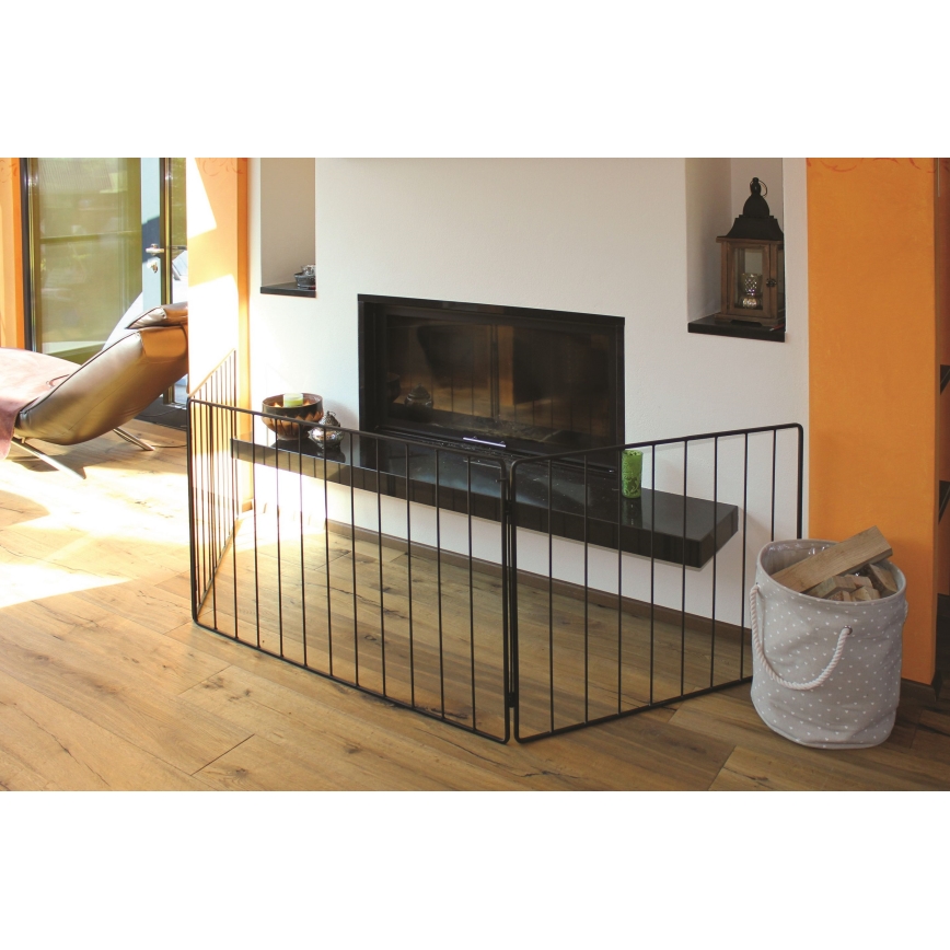 Barreira de segurança para lareira 74x280 cm preto