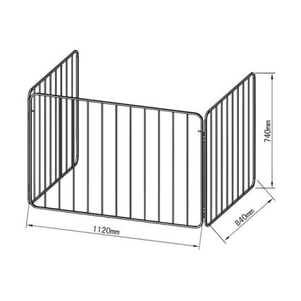 Barreira de segurança para lareira 74x280 cm preto