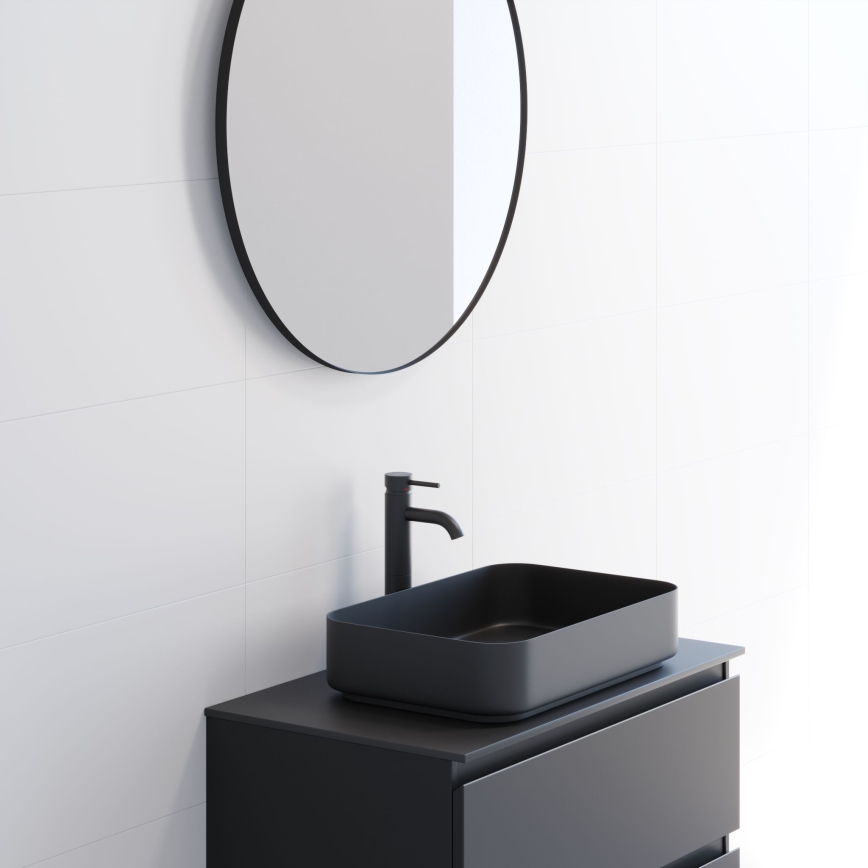 BATH DELUXE 01-080-09-02-00 - Espelho para casa de banho BORGSTED diâmetro 80 cm preto