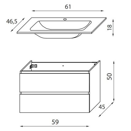 BATH DELUXE 03-060-64-86-01 - Armário para casa de banho com bacia KENWOOD 61 cm carvalho