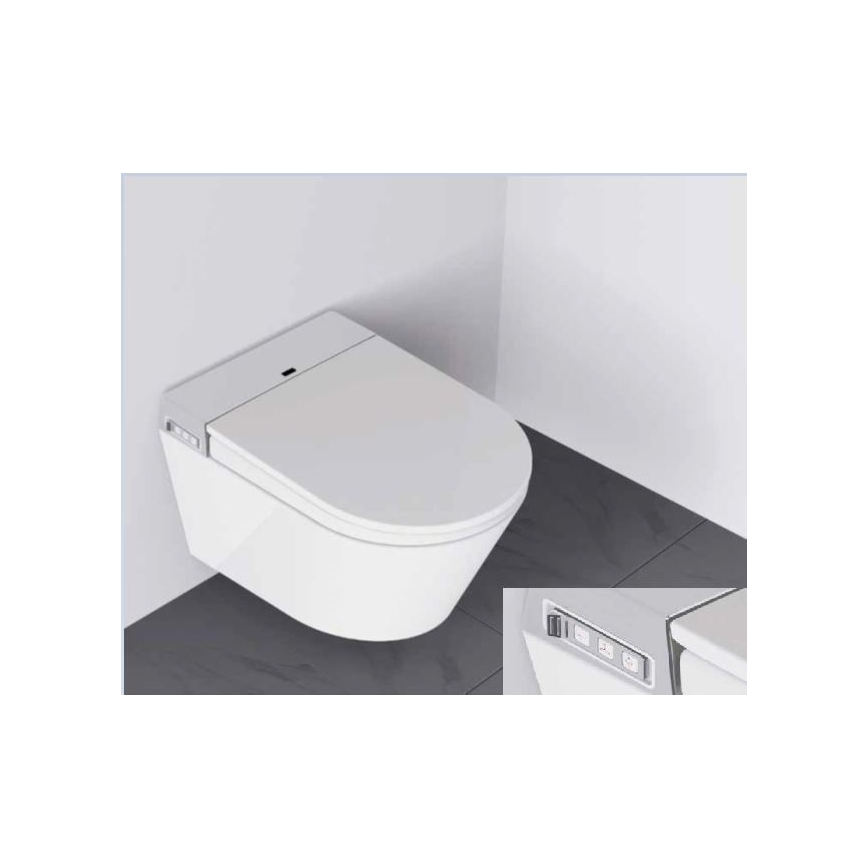 BATH DELUXE 21-040-02-11-00 - Sanita suspensa com bidé e assento de sanita SoftClose TISVILDELEJE 1600W/230V branco + comando