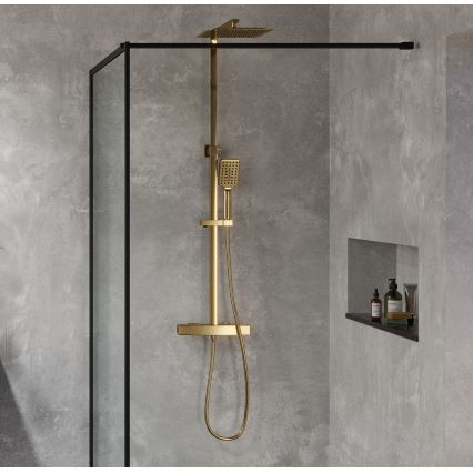 BATH DELUXE 31-120-06-70-00 - Conjunto de duche com torneira termostática NAESBY escovado latão