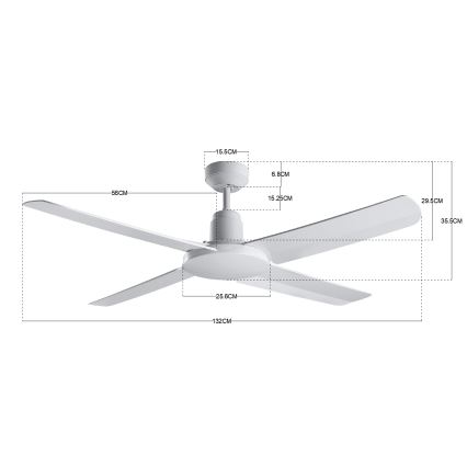 BAYSIDE 213025 - Ventoinha de teto exterior AUTILUS IP55 branco