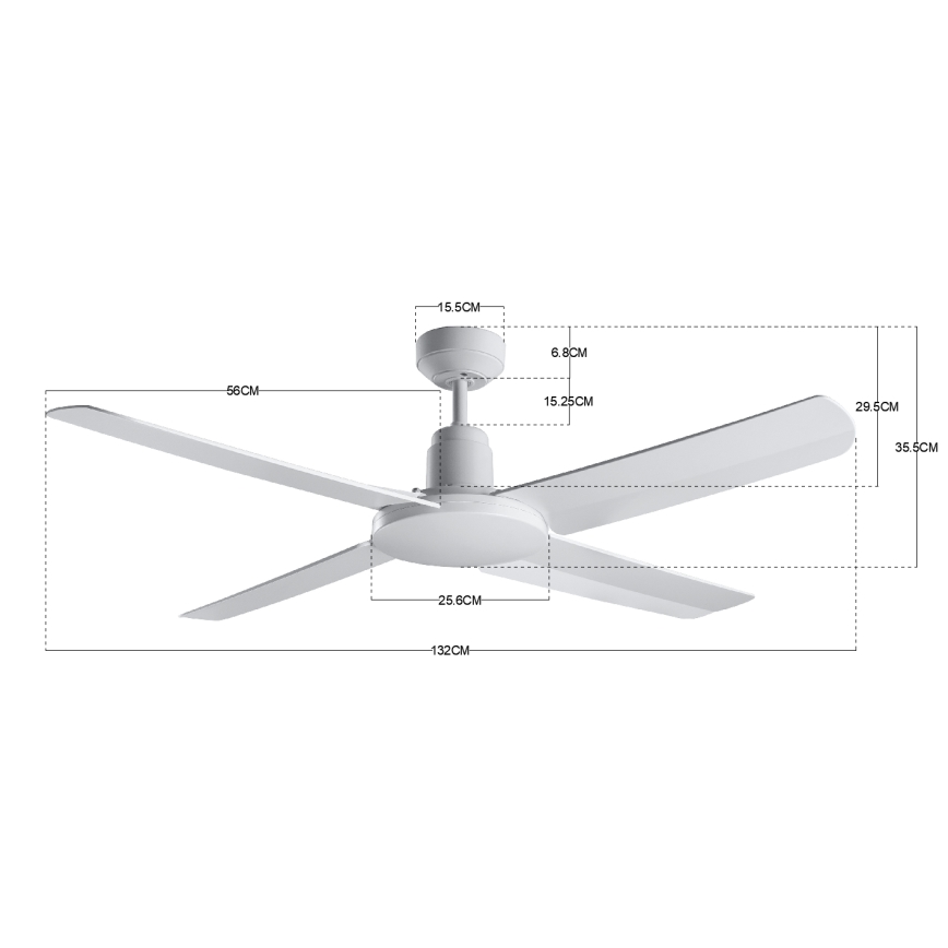 BAYSIDE 213025 - Ventoinha de teto exterior AUTILUS IP55 branco