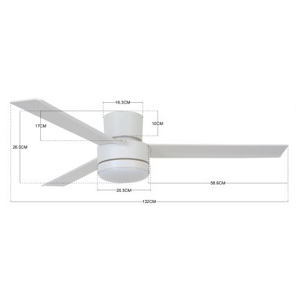 BAYSIDE 213036 - Ventoinha de teto LED LAGOON GX53/17W/230V branco + comando