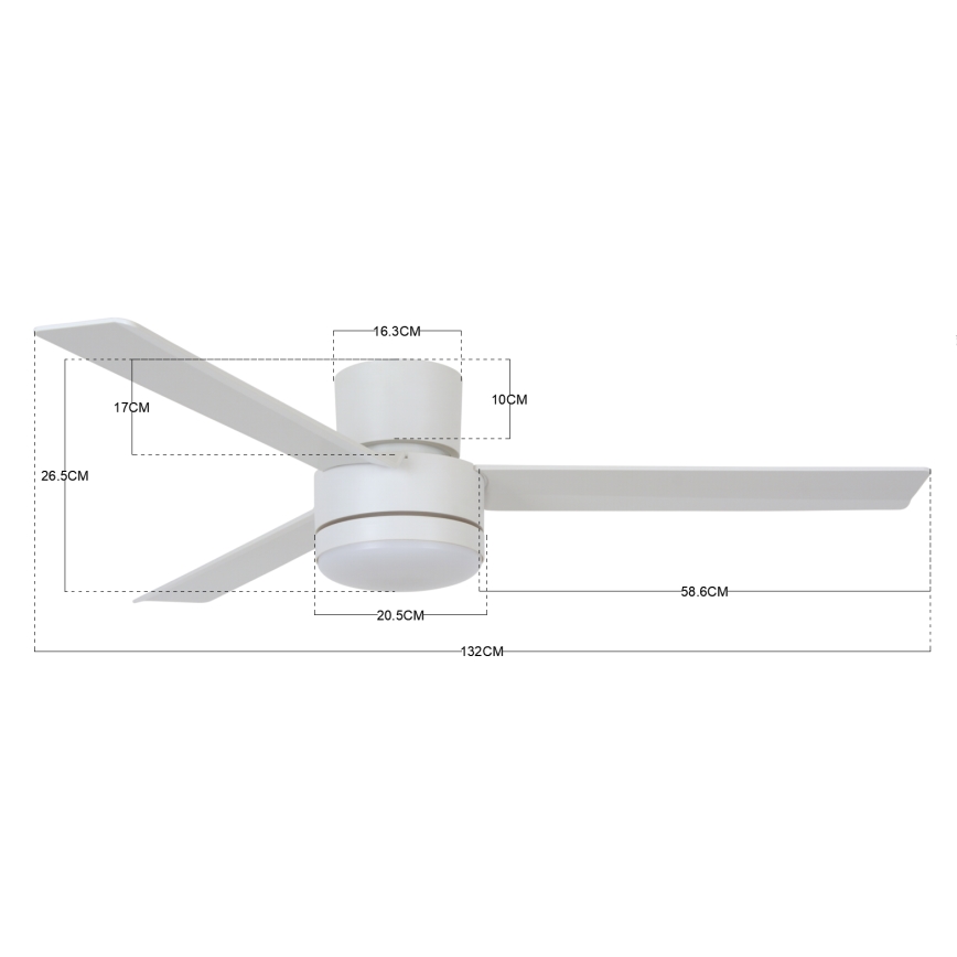 BAYSIDE 213036 - Ventoinha de teto LED LAGOON GX53/17W/230V branco + comando