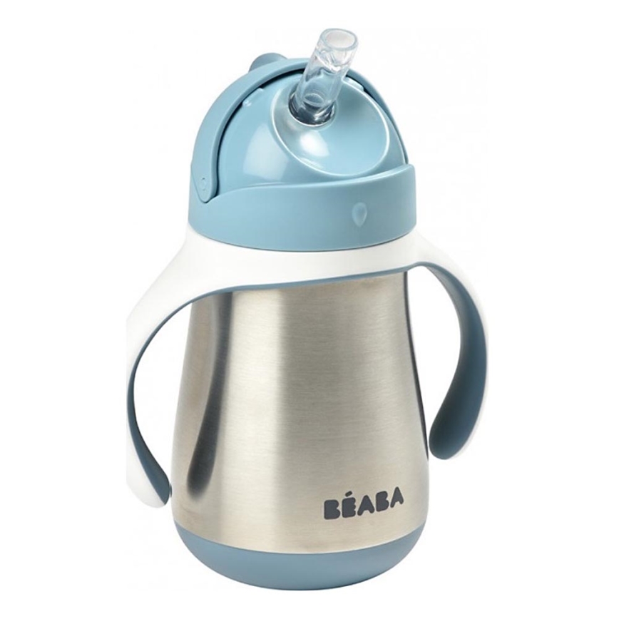 Beaba - Caneca termo-isolada com uma palhinha 250 ml azul