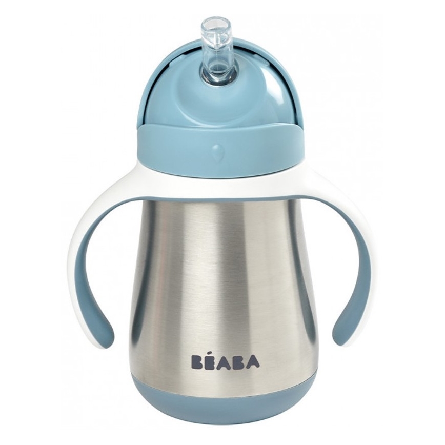 Beaba - Caneca termo-isolada com uma palhinha 250 ml azul