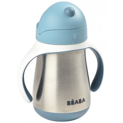 Beaba - Caneca termo-isolada com uma palhinha 250 ml azul