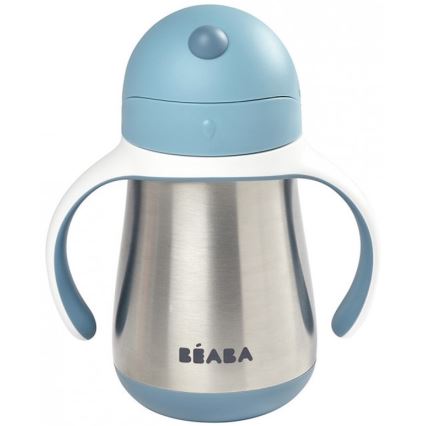 Beaba - Caneca termo-isolada com uma palhinha 250 ml azul