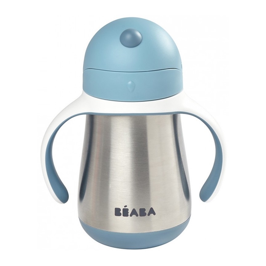 Beaba - Caneca termo-isolada com uma palhinha 250 ml azul