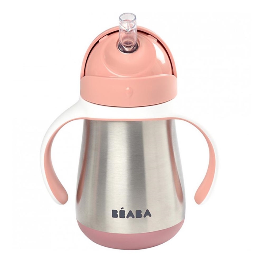 Beaba - Caneca termo-isolada com uma palhinha 250 ml rosa