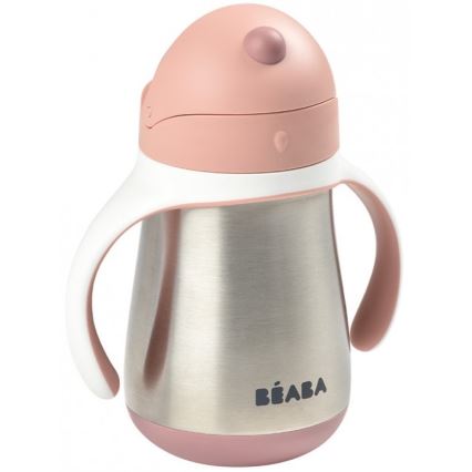 Beaba - Caneca termo-isolada com uma palhinha 250 ml rosa