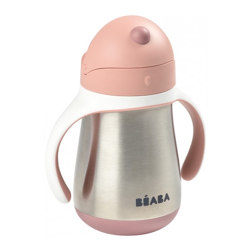 Beaba - Caneca termo-isolada com uma palhinha 250 ml rosa