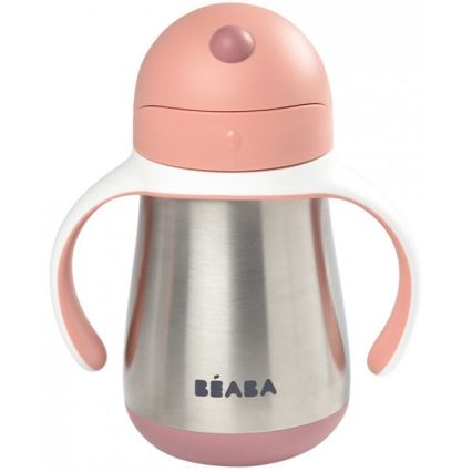 Beaba - Caneca termo-isolada com uma palhinha 250 ml rosa