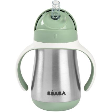 Beaba - Caneca termo-isolada com uma palhinha 250 ml verde