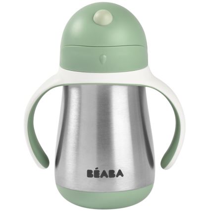 Beaba - Caneca termo-isolada com uma palhinha 250 ml verde