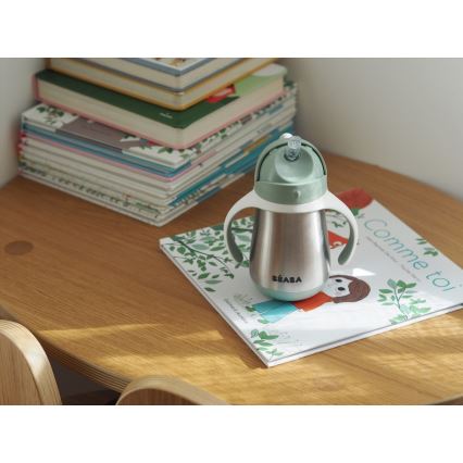 Beaba - Caneca termo-isolada com uma palhinha 250 ml verde