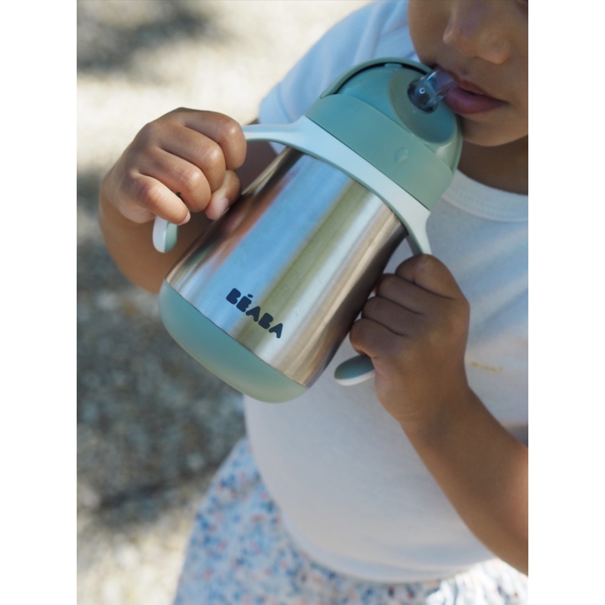 Beaba - Caneca termo-isolada com uma palhinha 250 ml verde