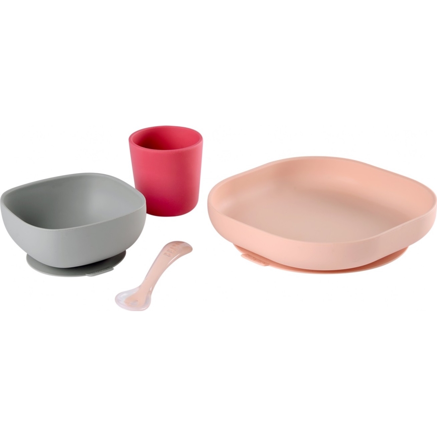 Beaba - Conjunto de refeições para crianças Pink 4 pcs