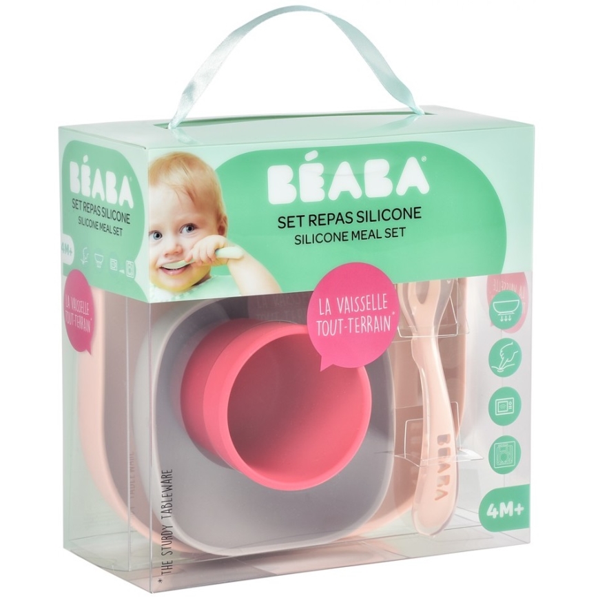 Beaba - Conjunto de refeições para crianças Pink 4 pcs
