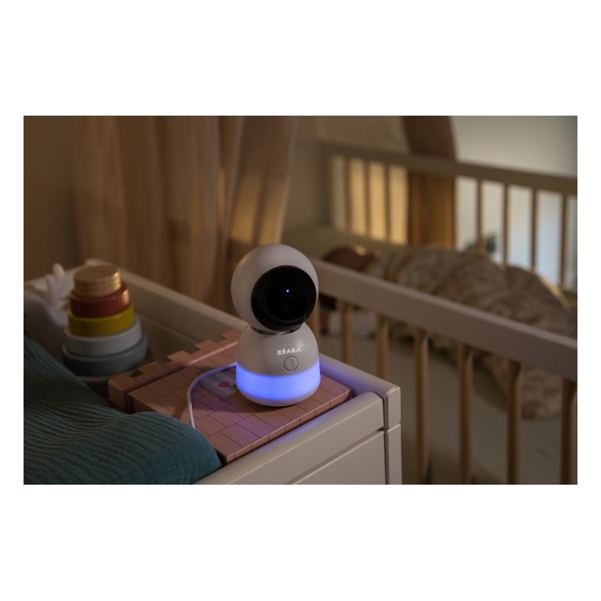 Beaba - Monitor de bebé inteligente recarregável ZEN NIGHT 720p 5V 4000 mAh Wi-Fi branco