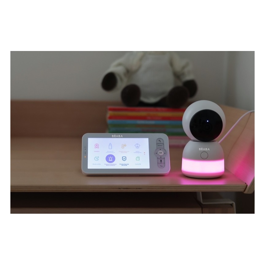 Beaba - Monitor de bebé inteligente recarregável ZEN NIGHT 720p 5V 4000 mAh Wi-Fi branco