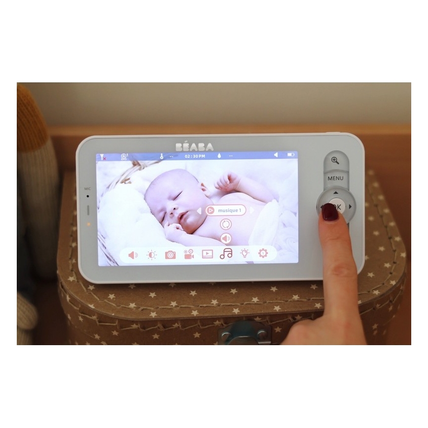 Beaba - Monitor de bebé inteligente recarregável ZEN NIGHT 720p 5V 4000 mAh Wi-Fi branco